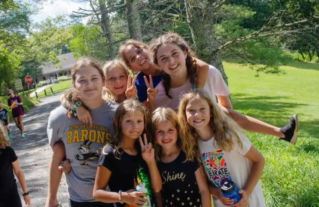 A group of campers at Camp Twin Creeks